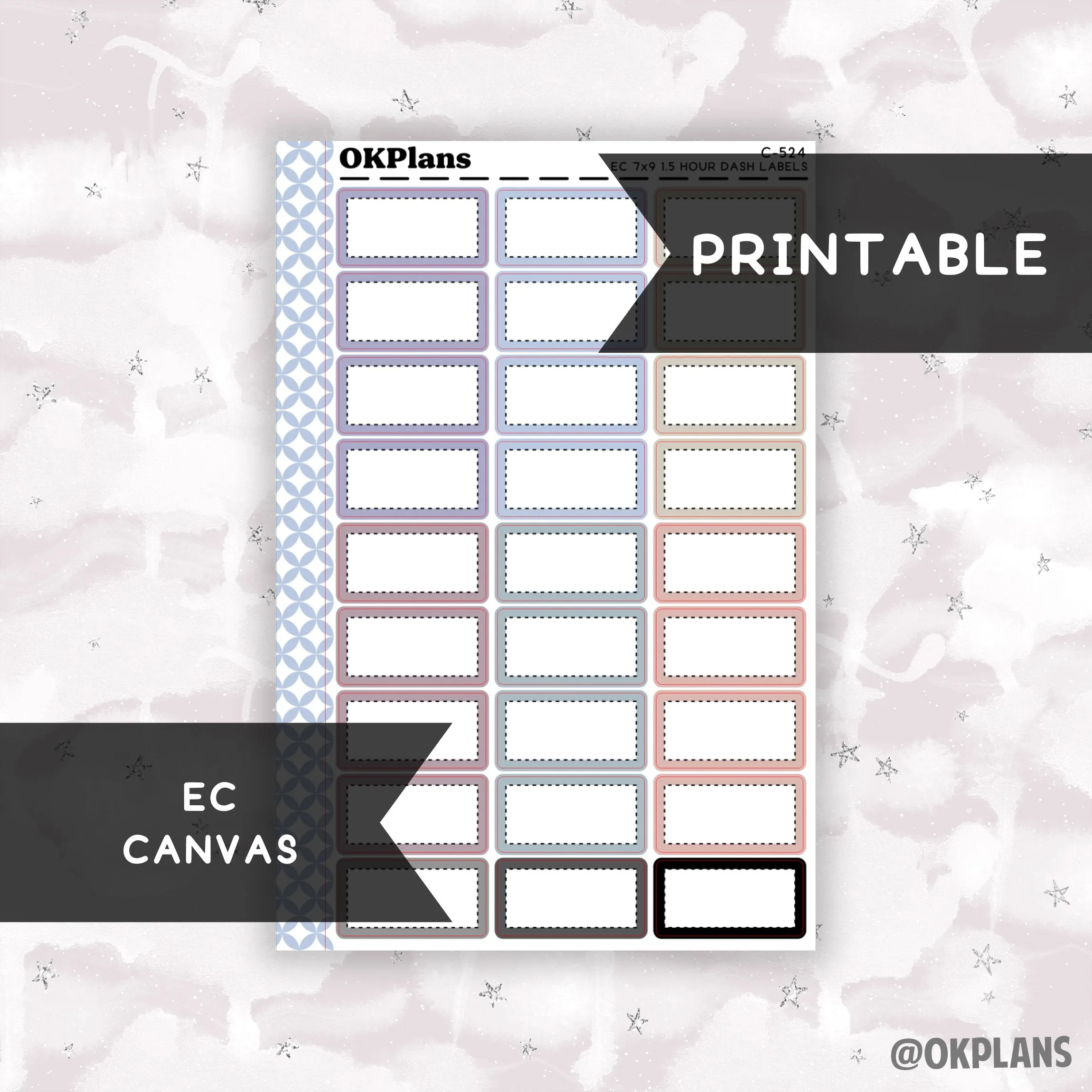 1.5 HR 7x9 EC Dash Labels // EC Canvas // Printable // C-524 // Multicolor Functional