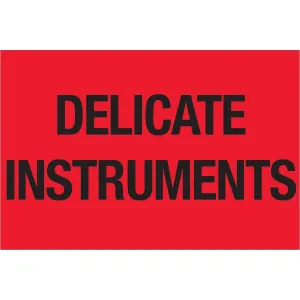 2 x 3" - "Delicate Instruments" (Fluorescent Red) Labels