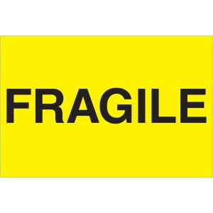 2 x 3" - "Fragile" (Fluorescent Yellow) Labels