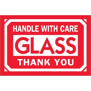 2 x 3" - "Glass - Handle With Care - Thank You" Labels