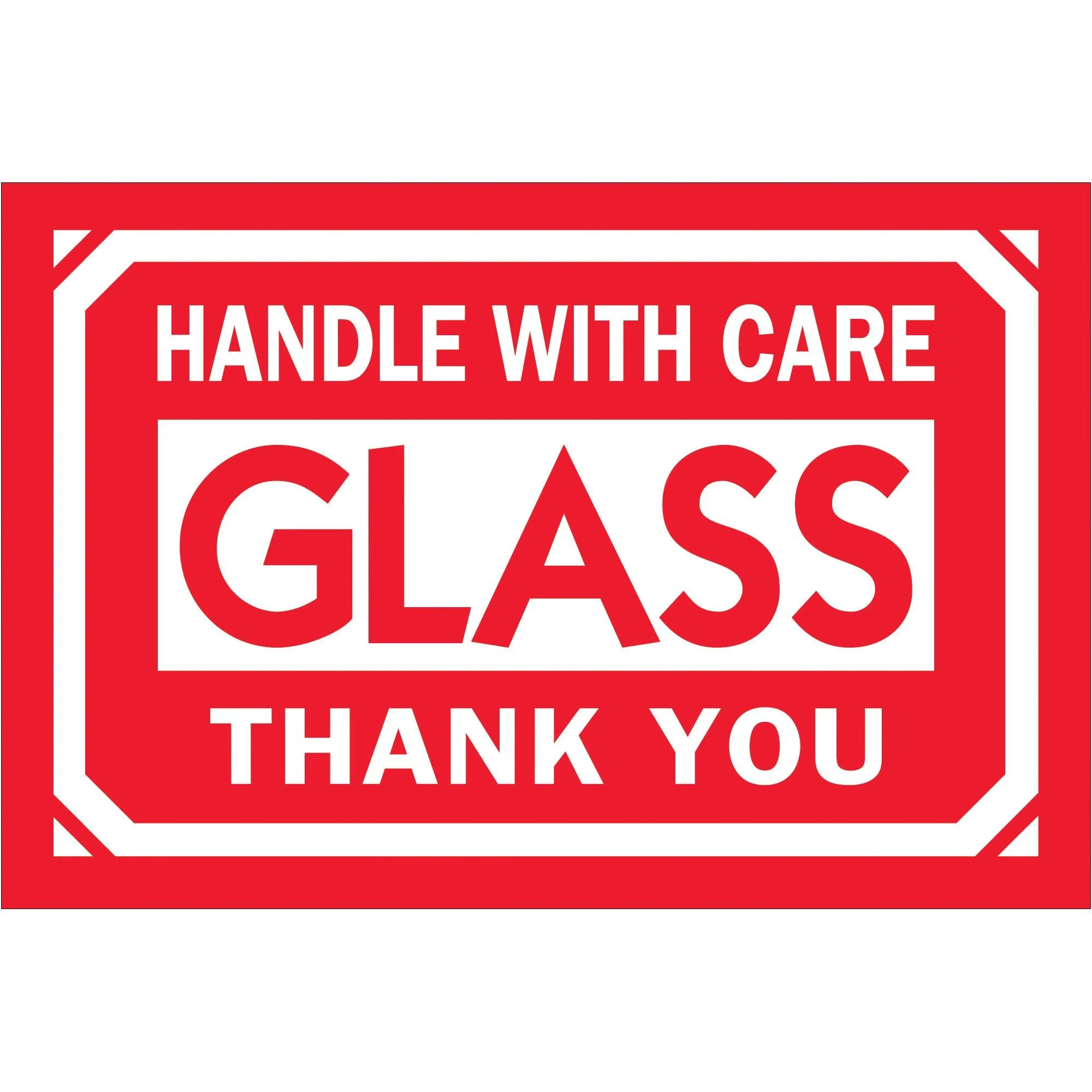 2 x 3" - "Glass - Handle With Care - Thank You" Labels