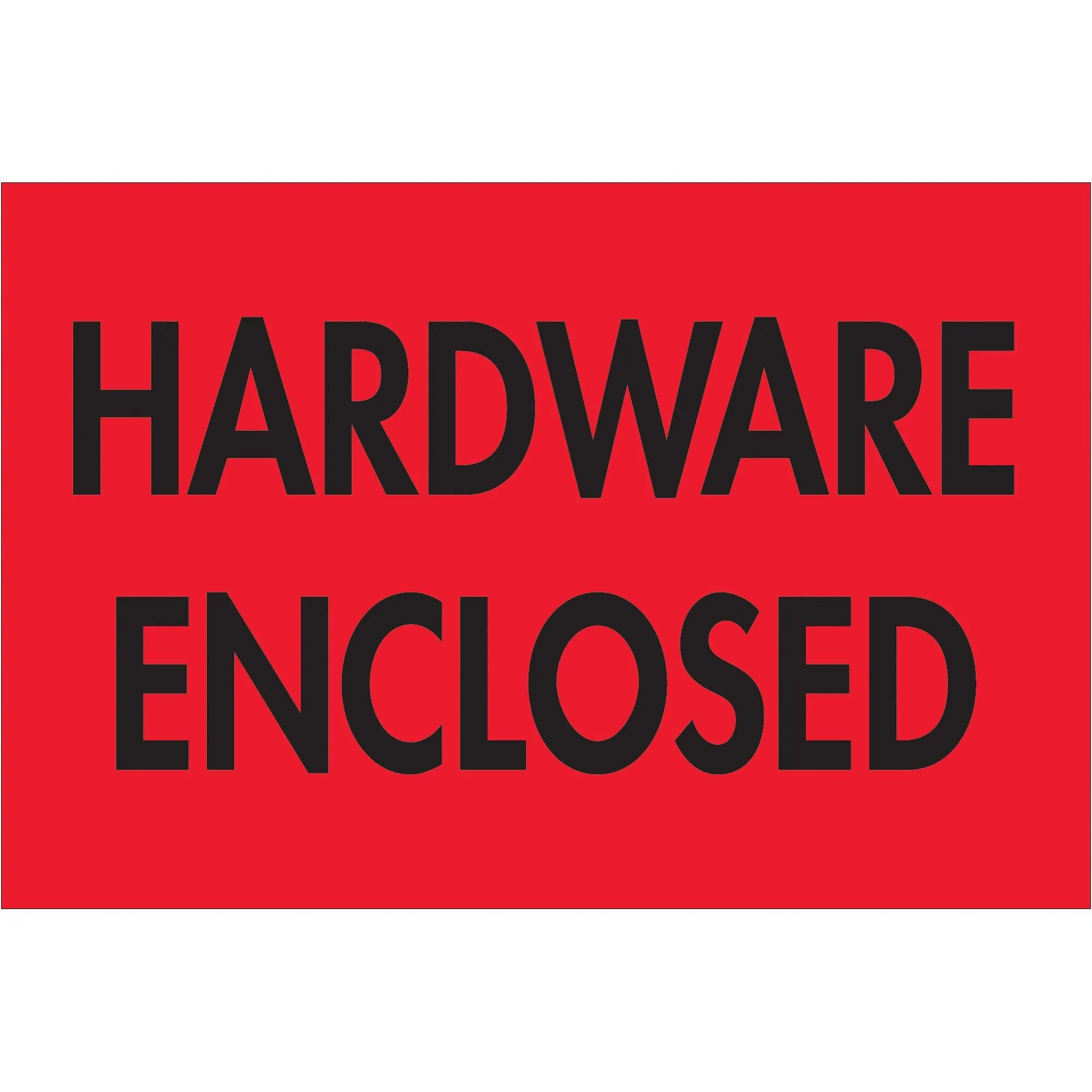 2 x 3" - "Hardware Enclosed" (Fluorescent Red) Labels