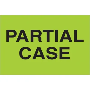 2 x 3" - "Partial Case" (Fluorescent Green) Labels