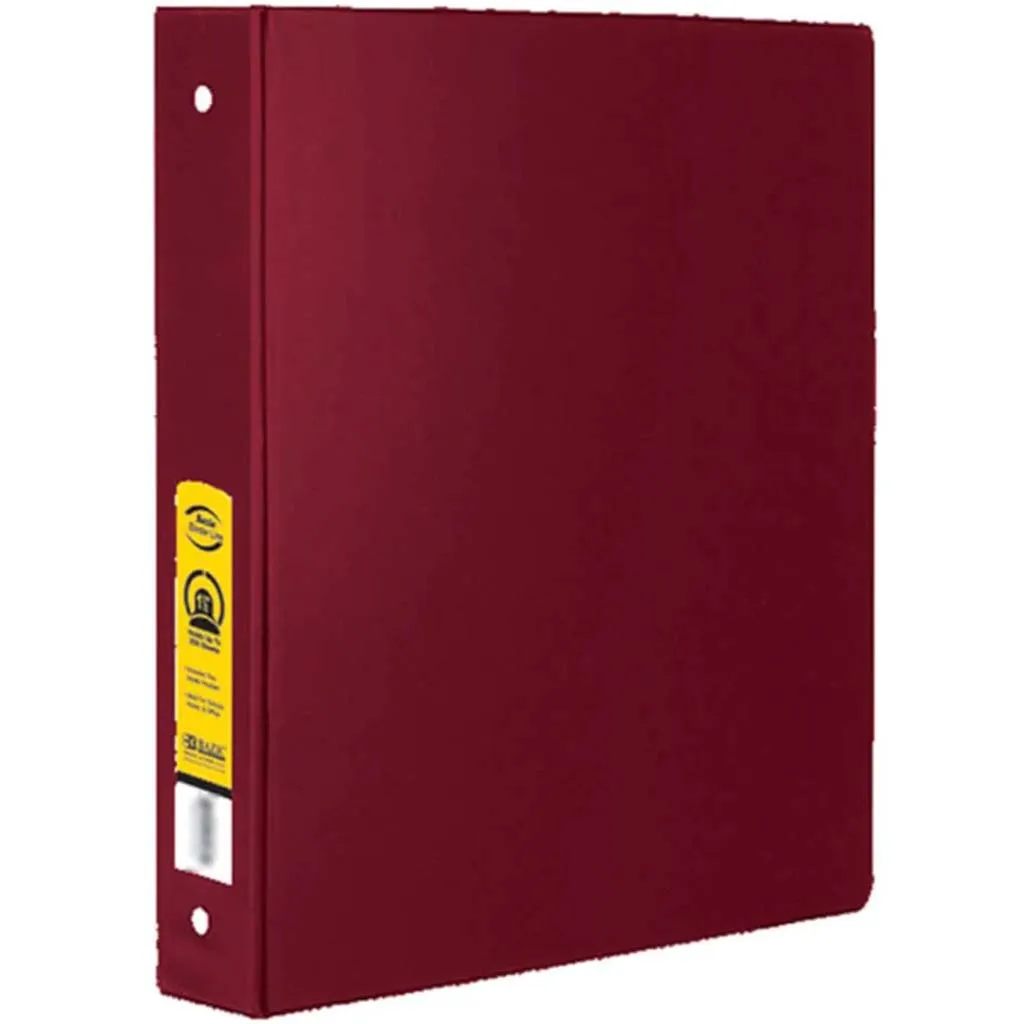 3 Ring Binder with 2 Pockets Burgundy 1.5in