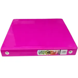 3-Ring Tinted View Binder with 2-Pockets 1in Pink