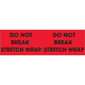 3 x 10" - "Do Not Break Stretch Wrap" (Fluorescent Red) Labels