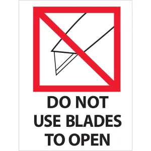 3 x 4" - "Do Not Use Blades to Open" Labels