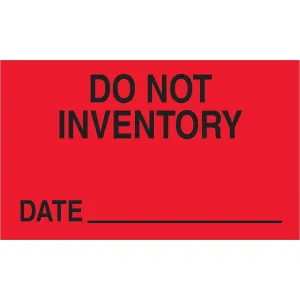 3 x 5" - "Do Not Inventory - Date" (Fluorescent Red) Labels