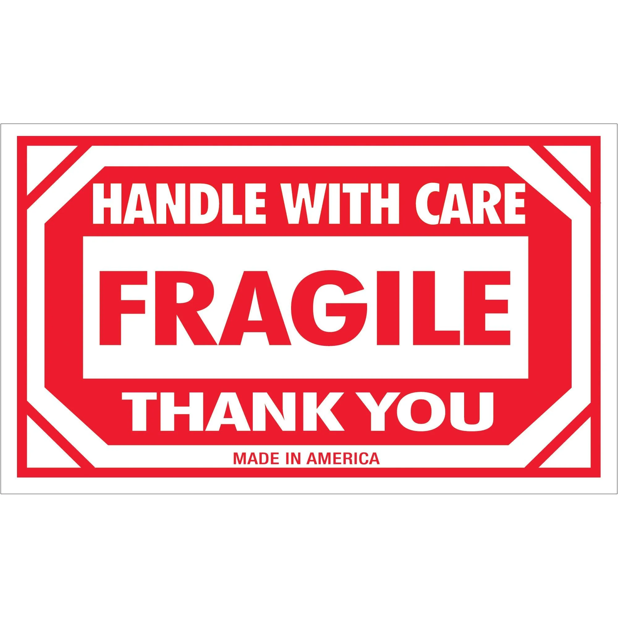 3 x 5" - "Fragile - Handle With Care" Labels