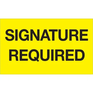 3 x 5" - "Signature Required" (Fluorescent Yellow) Labels