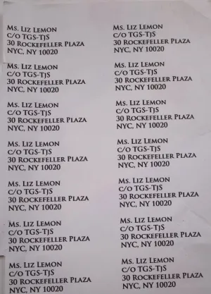 30 Rock: Liz Lemon's Address Labels