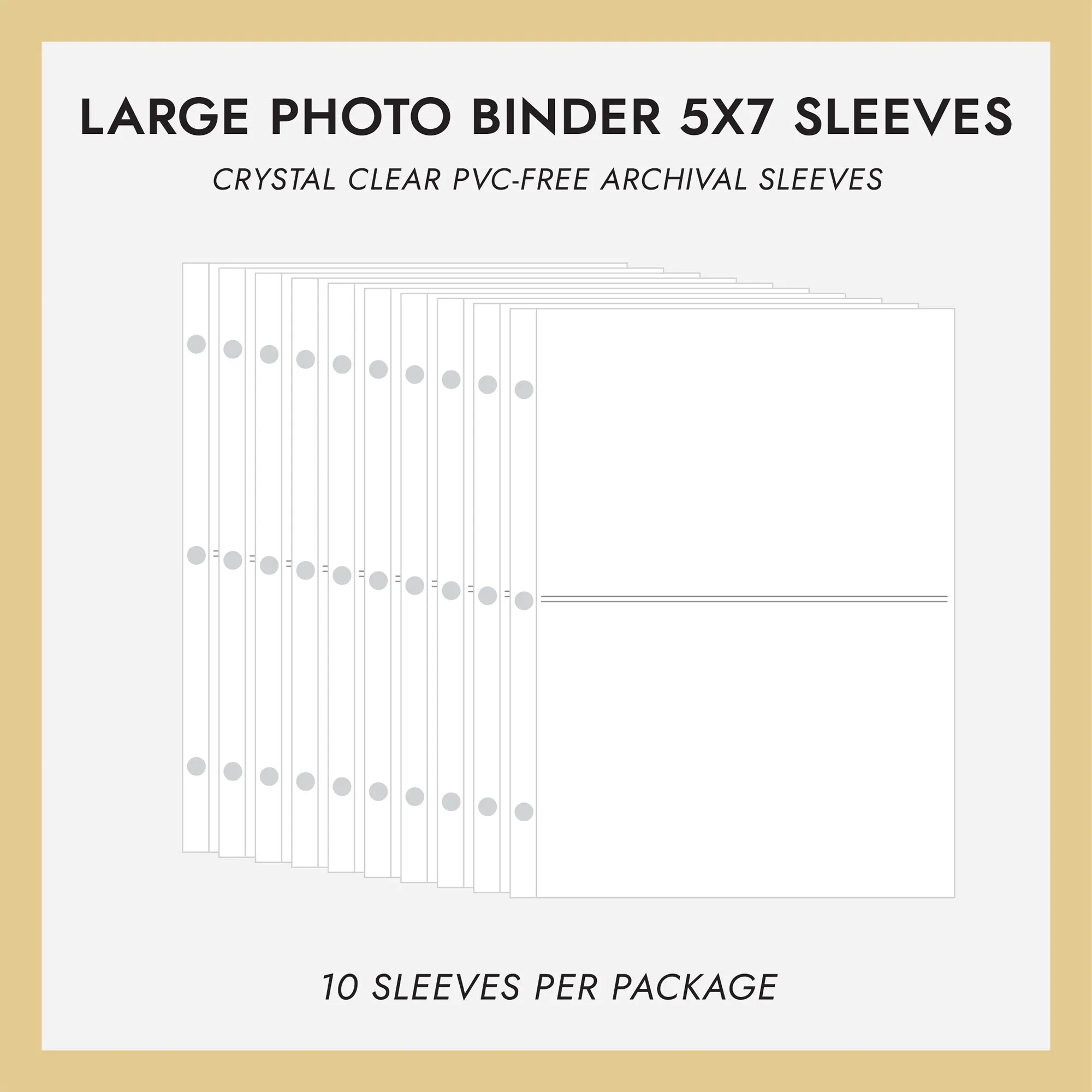 5x7 Large Photo Binder Refill Sleeves (Standard 5x7 Photos) Set Of 10