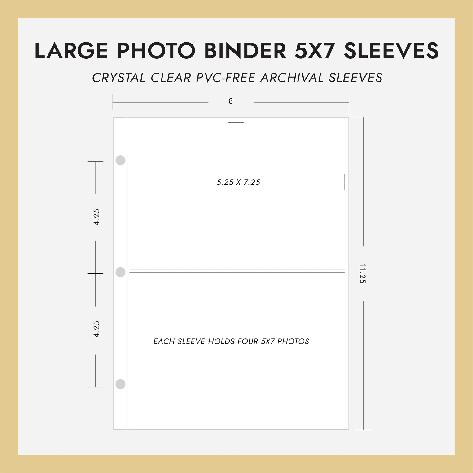 5x7 Large Photo Binder Refill Sleeves (Standard 5x7 Photos) Set Of 10