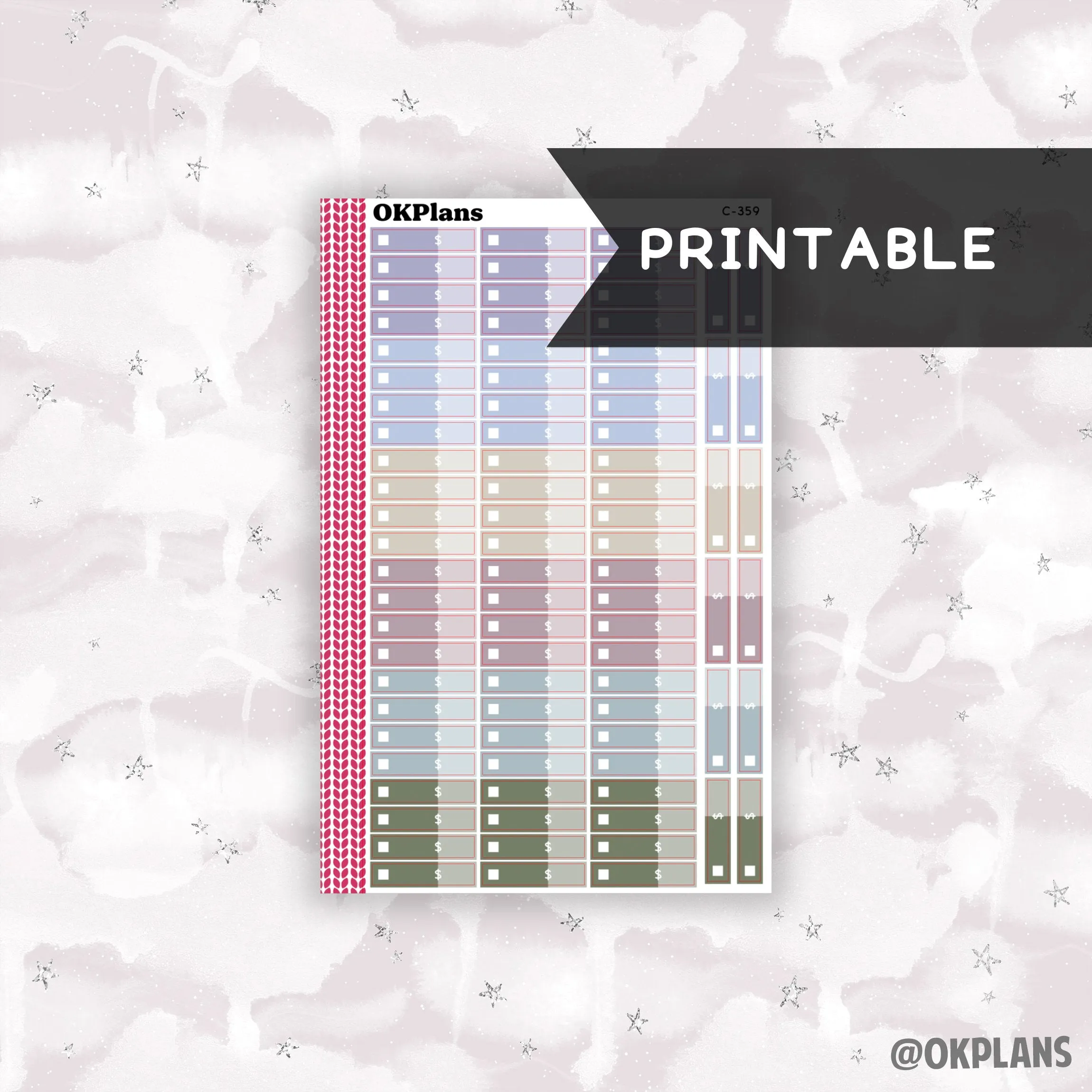 A5 Expense Labels // Printable // Canvas // C-359 // Multicolor Functional