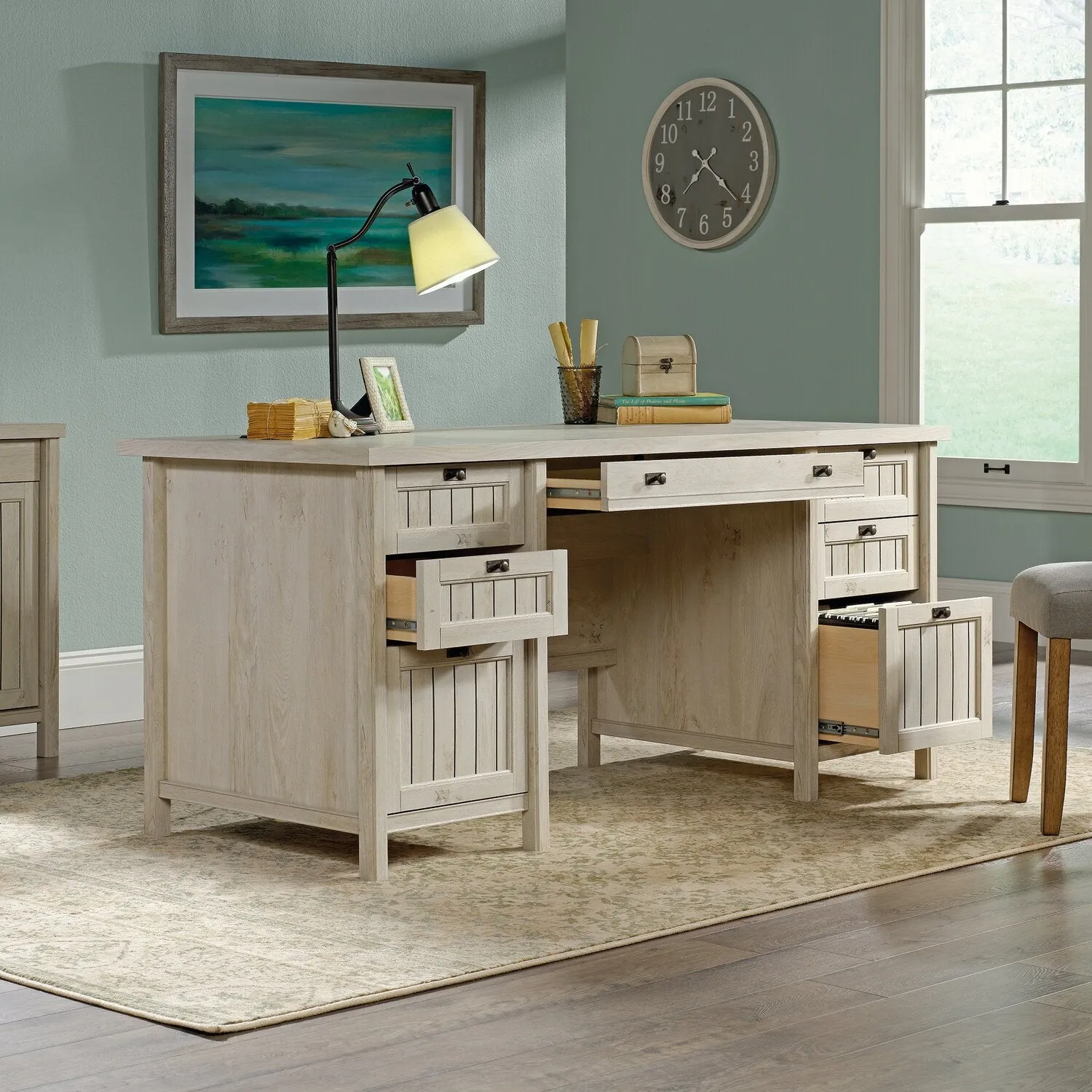 Alfena Executive Desk - Chalked Chestnut