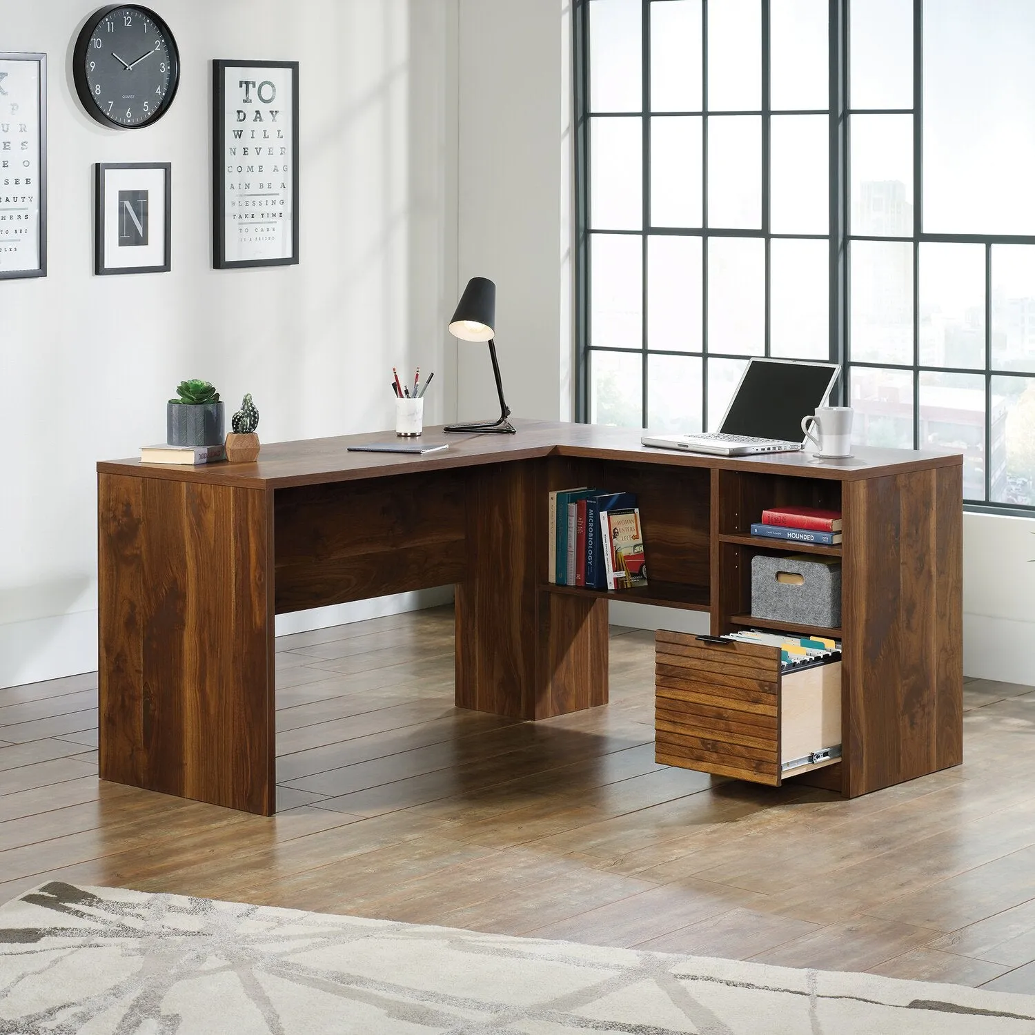 Andenne L-Shaped Desk - Grand Walnut