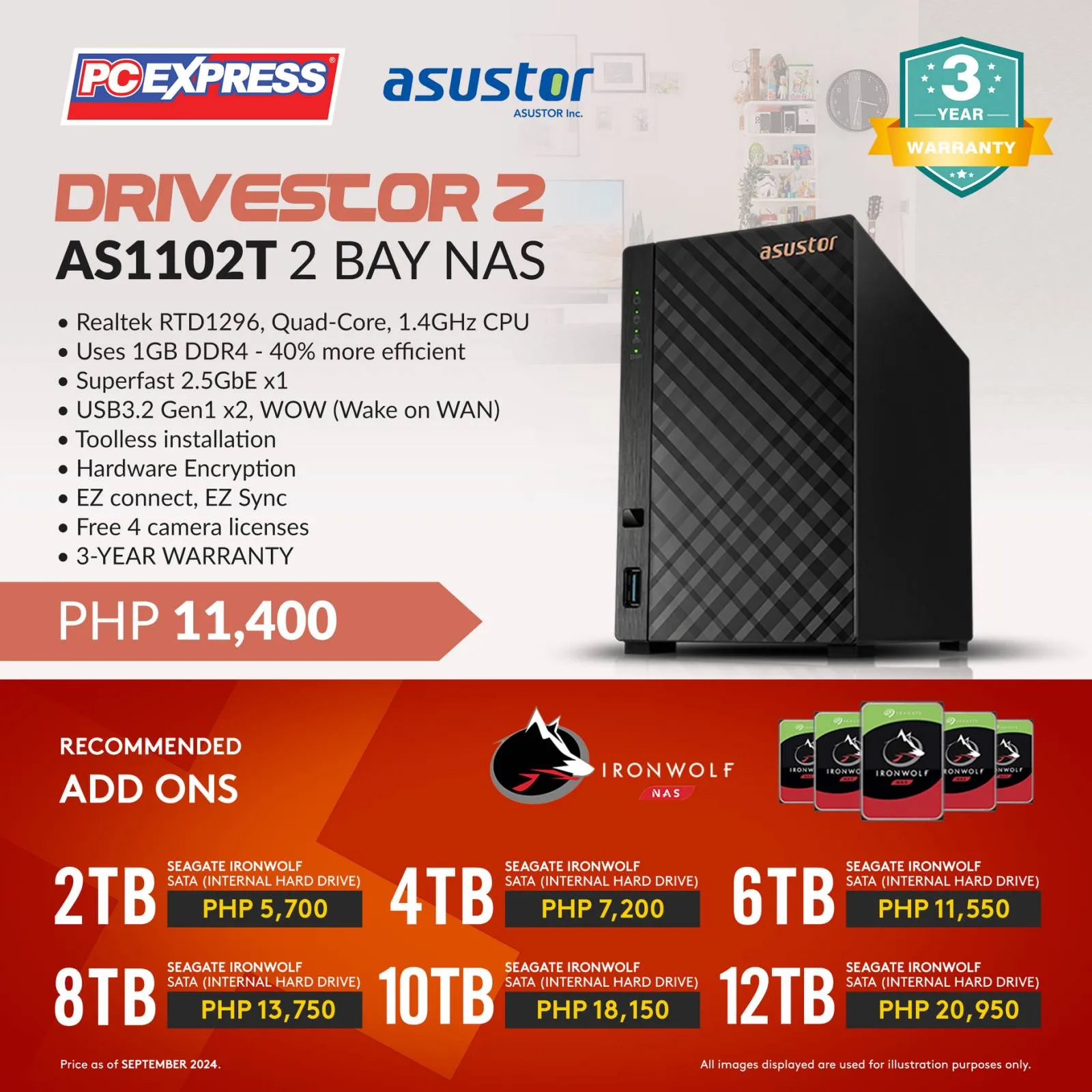 ASUSTOR AS1102T DRIVESTOR 2 BAY NAS Server