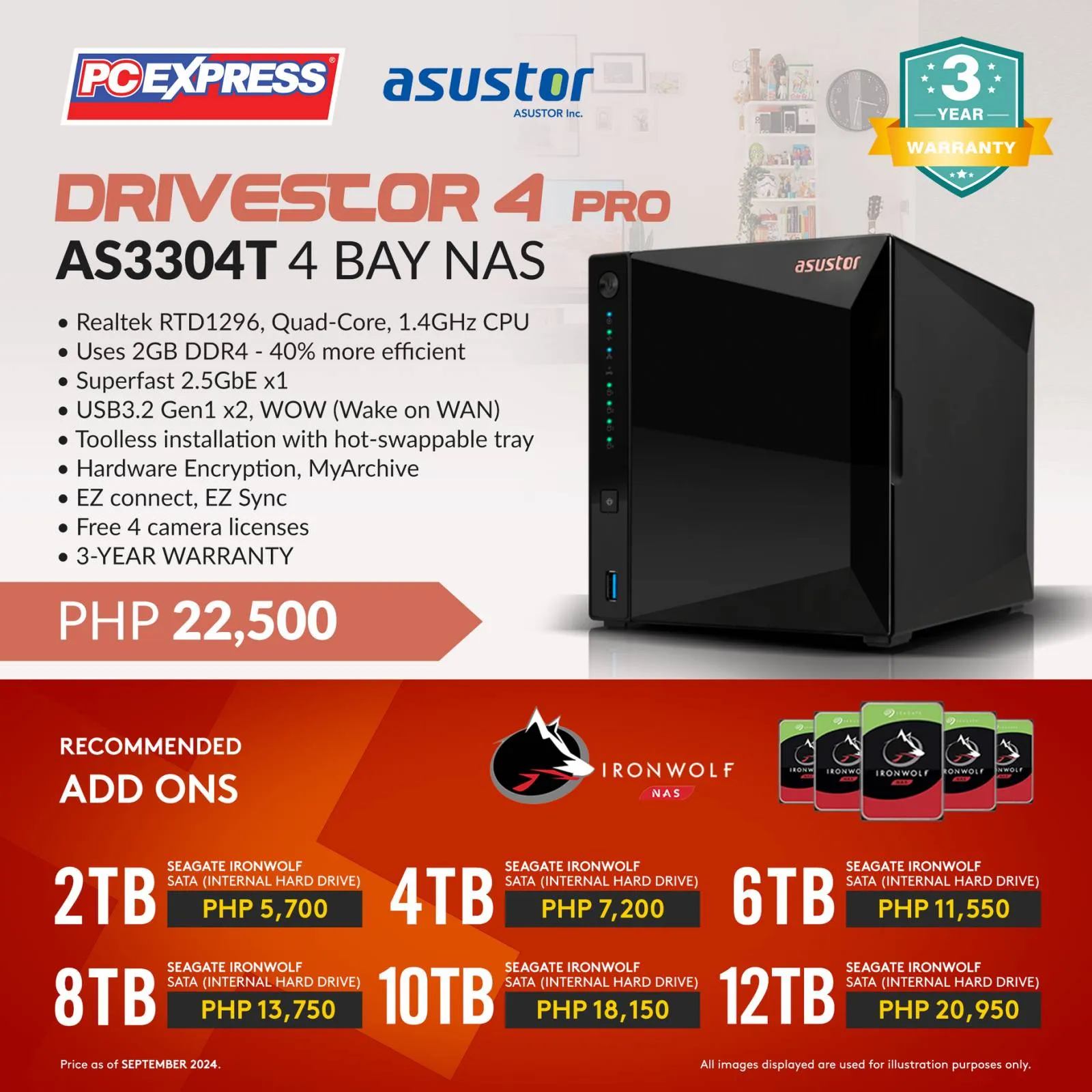 ASUSTOR Drivestor Pro 4 (AS3304T) BAY NAS Server