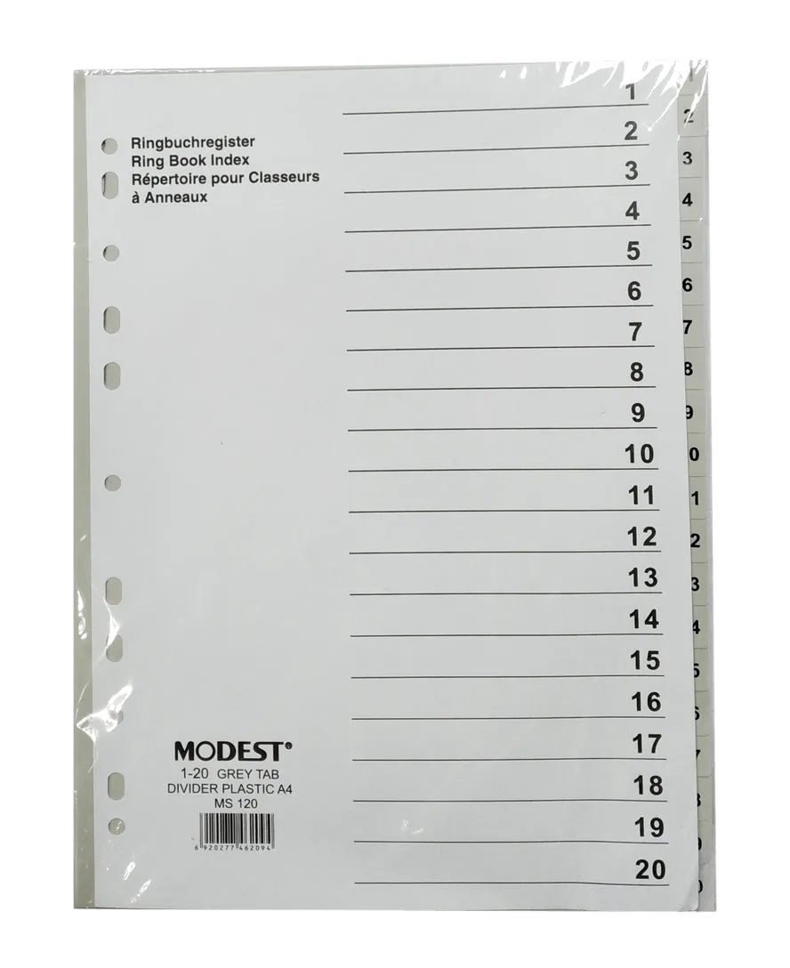 Atlas 1-20 Plastic Divider A4