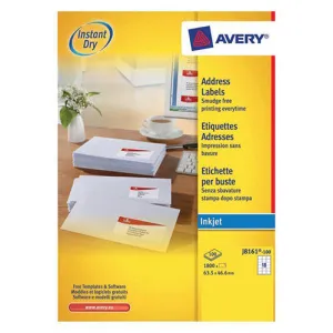 Avery Inkj Label 63.5x46.6mm 18 Per Sheet Wht (Pack of 1800) J8161-100