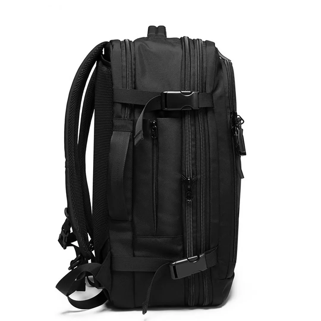 BANGE Large Capacity Expandable Water Resistant Business Travel Laptop Backpack (Black)