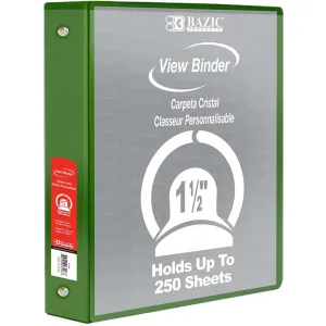 Bazic 3-Ring View Binder with 2 Pockets 1.5in Green