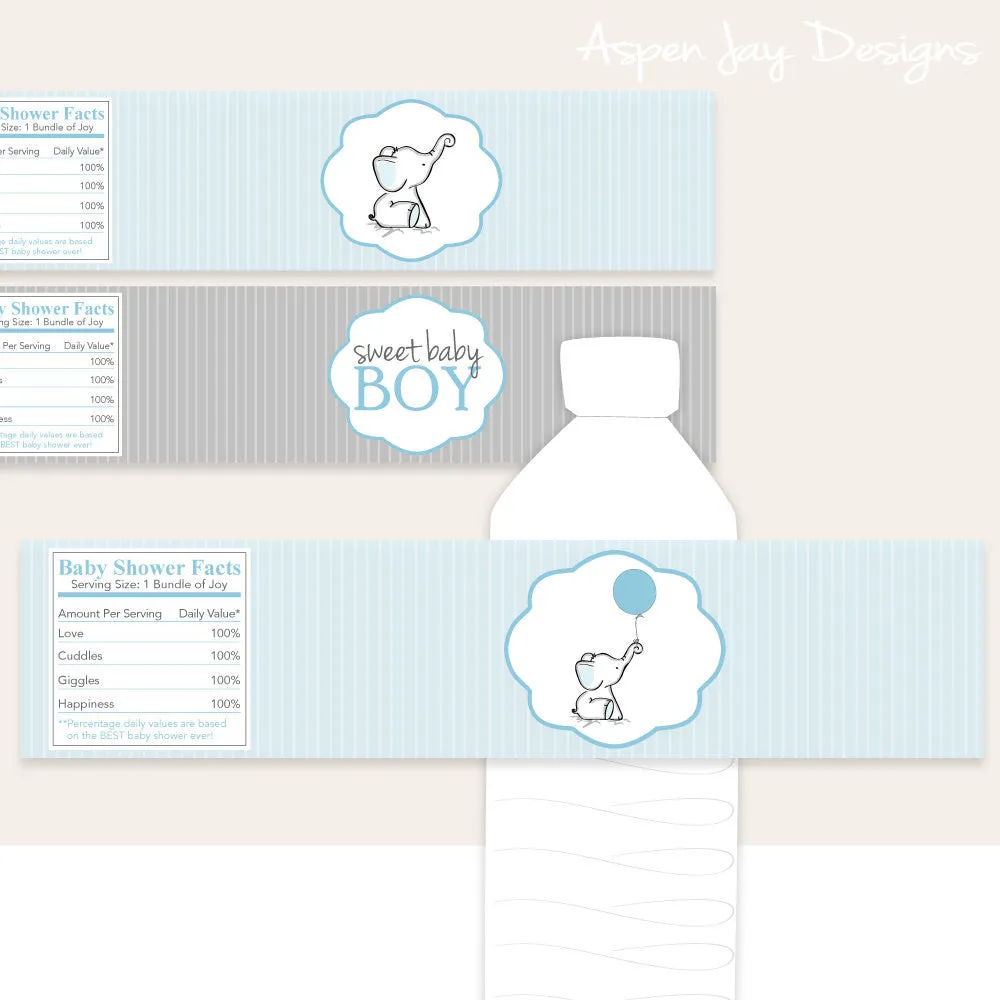 Blue Elephant Bottle Labels