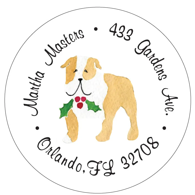 Bulldog Christmas Address Labels