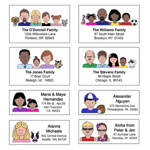 Cartoon Family Return Address Labels