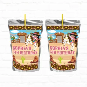 Cowgirl Personalized Juice Pouch Labels| Printable File  01