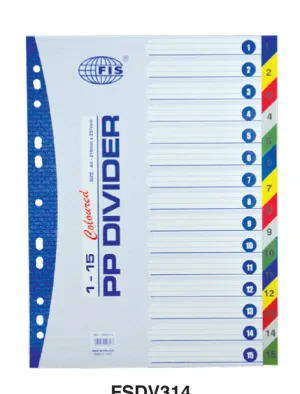 Dividers PVC (1-15) A4 Colour with number