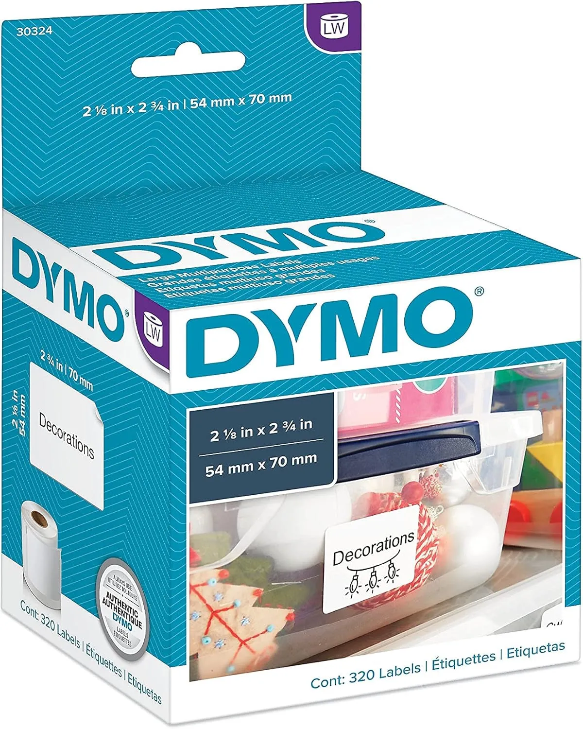 DYMO 30324 Labelwriter Diskette Labels, 2 3/4 X 2 1/8, White, 320 Labels/Roll