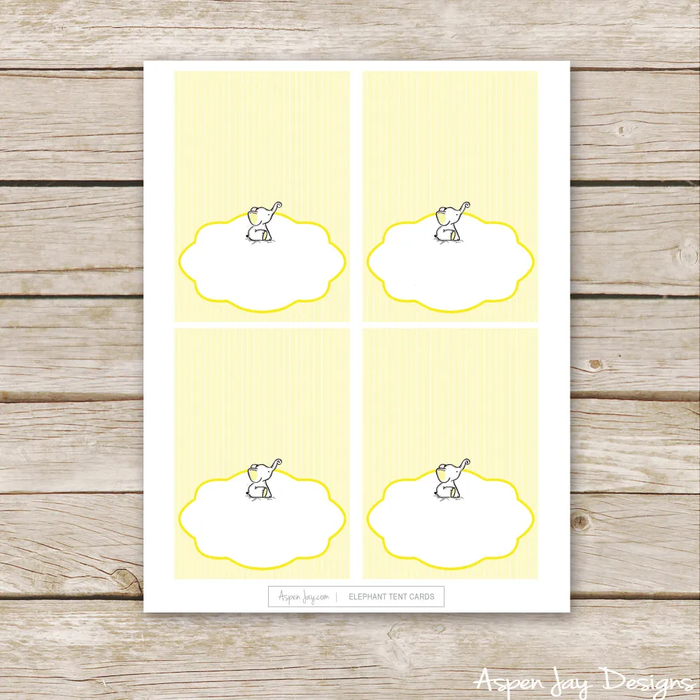 Editable Yellow Elephant Party Labels