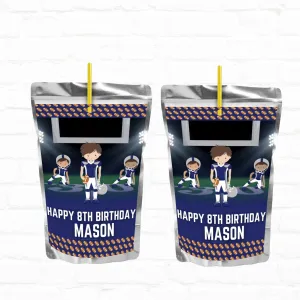 Football Personalized Juice Pouch Labels|Printable File 02