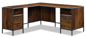 Galesville L-Shaped Desk - Grand Walnut