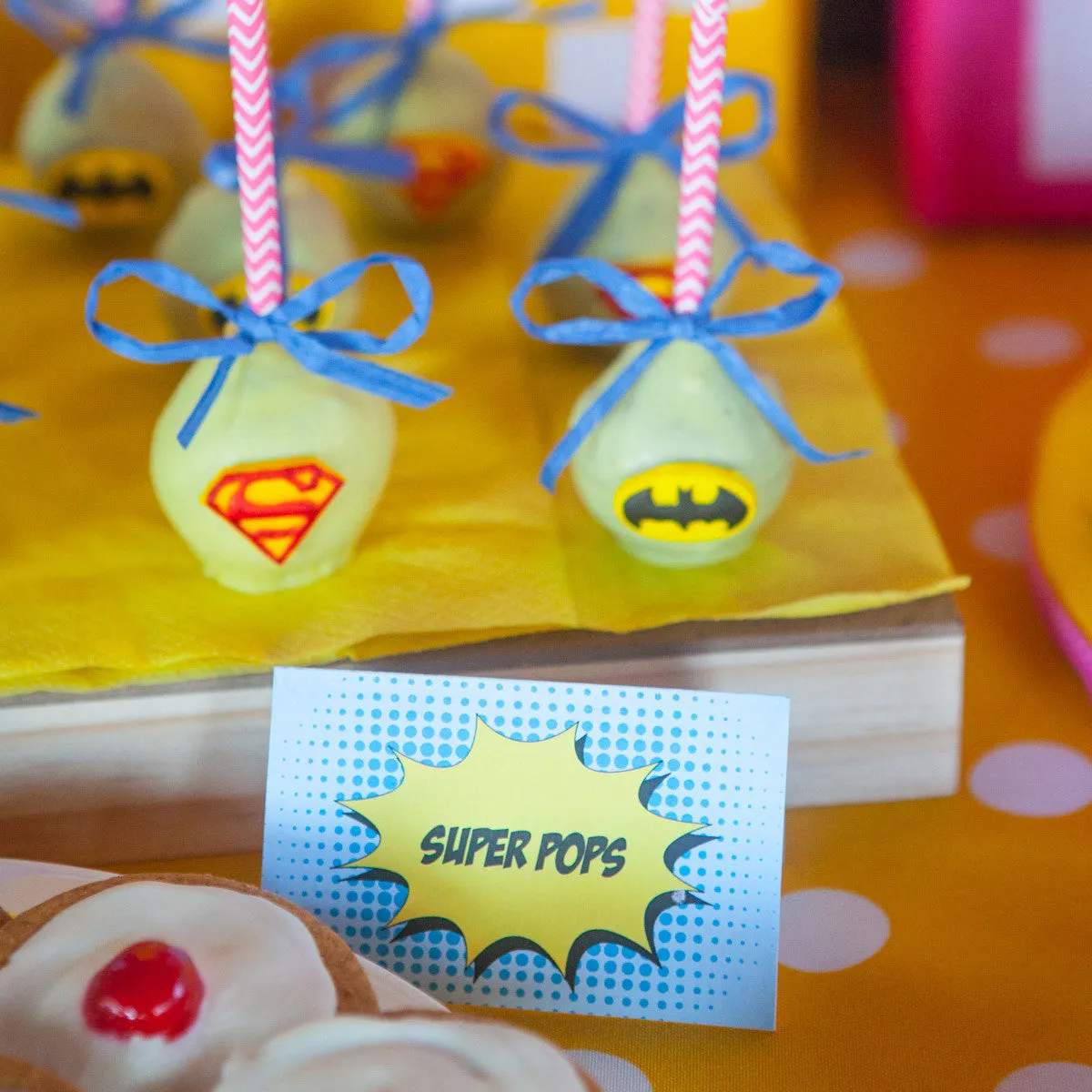 Girl Superhero Party Food Label Tent Cards | Superhero Buffet Cards