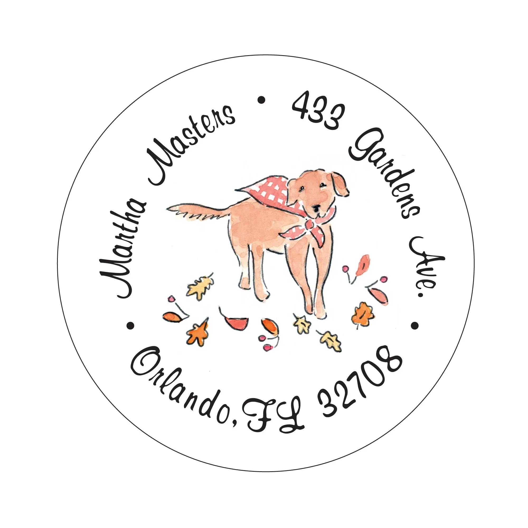 Golden Retriever Autumn Fall Thanksgiving Address Labels