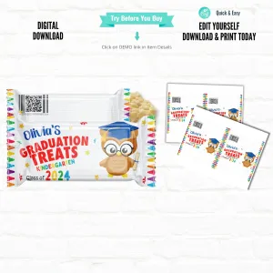 Graduation Party Favors Personalize Rice Krispy Treats|Printable File