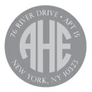 Grey Monogram Address Labels