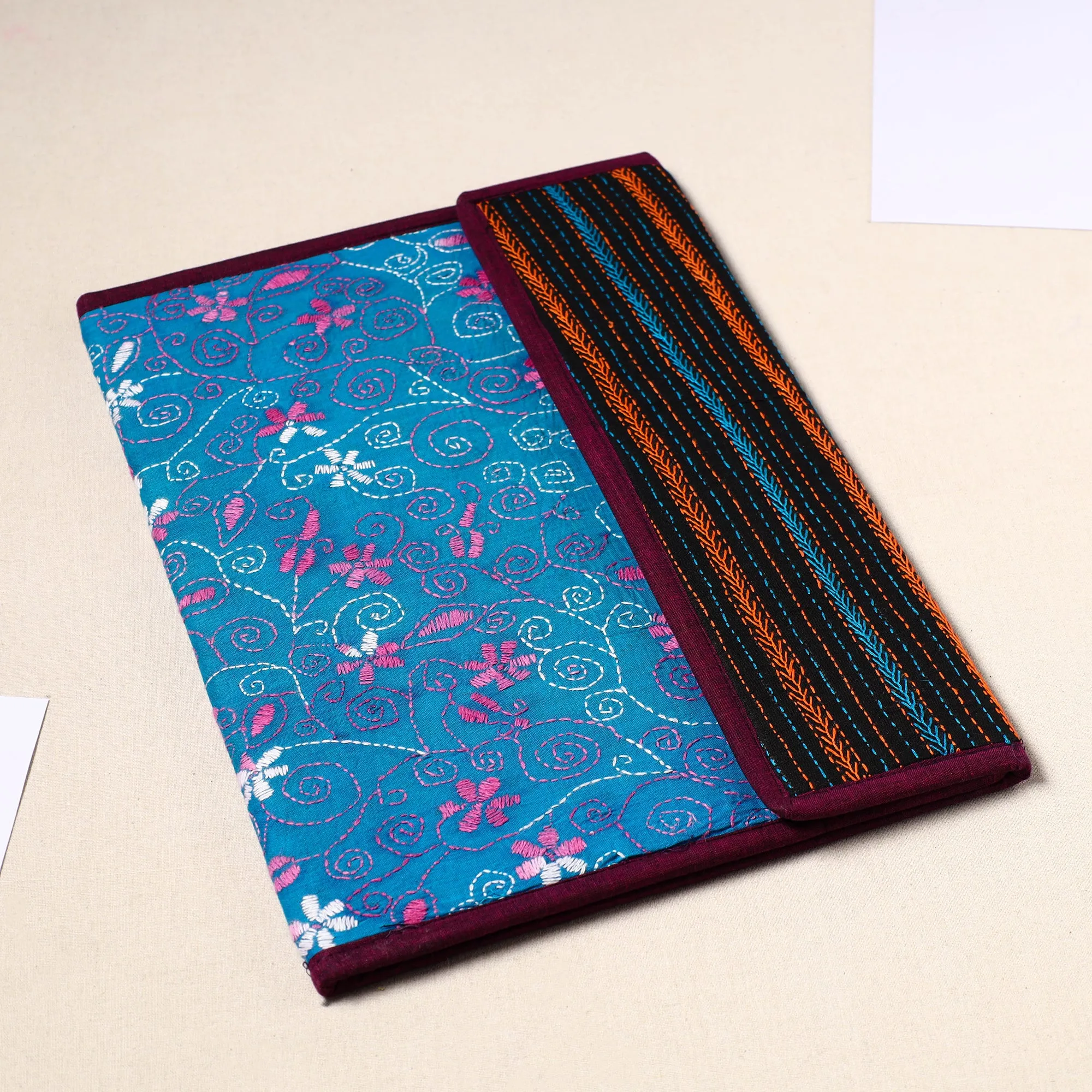 Handcrafted Bengal Kantha Work File Folder 26