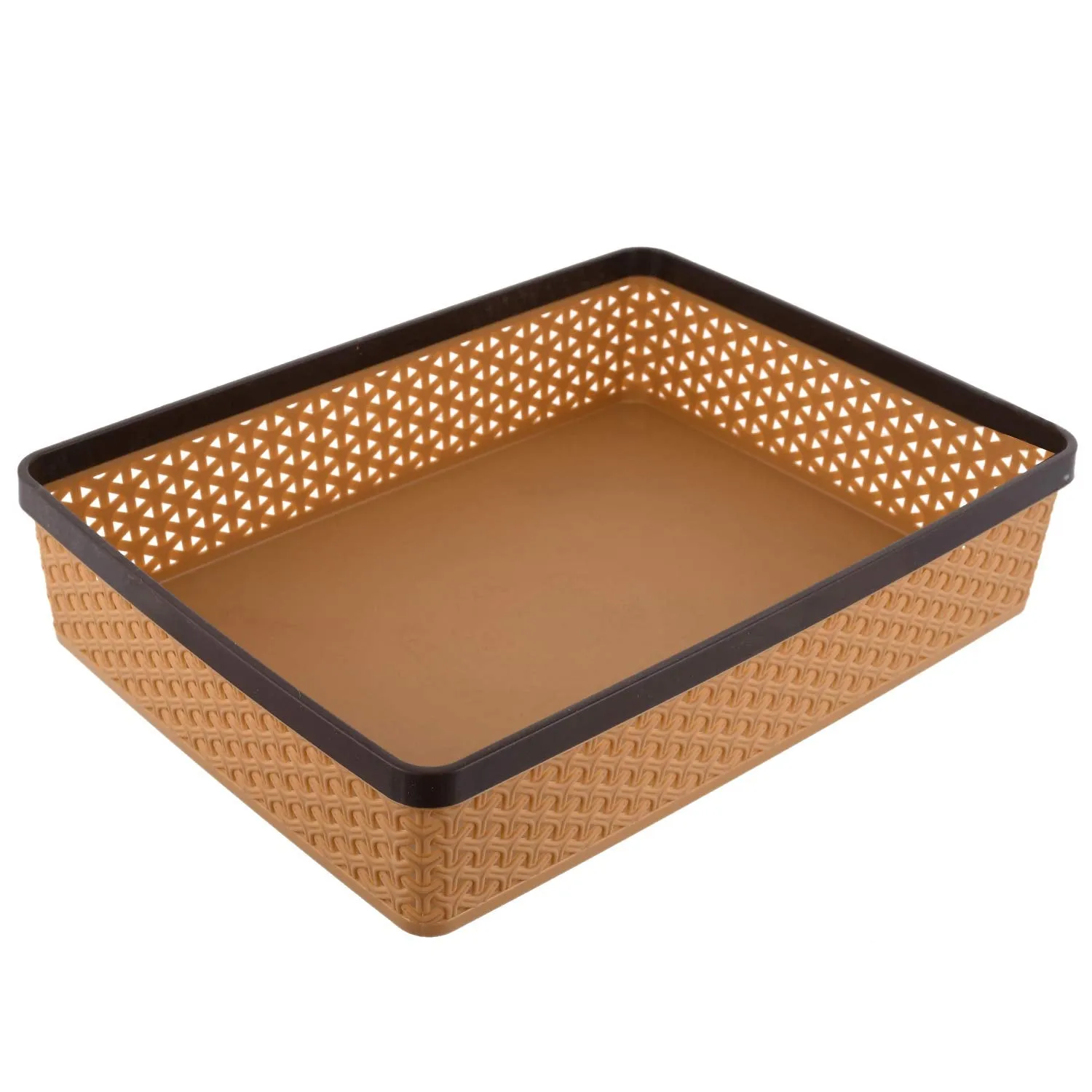 Heart Home Plastic 2 Pieces Solitaire Stationary Office Tray, File Tray, Document Tray, Paper Tray A4 Documents/Papers/Letters/folders Holder Desk Organizer (Brown) HEART2907