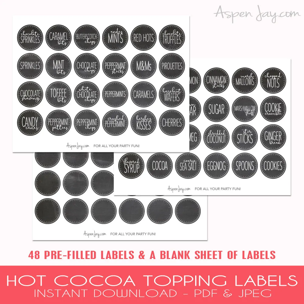 Hot Cocoa Topping Labels