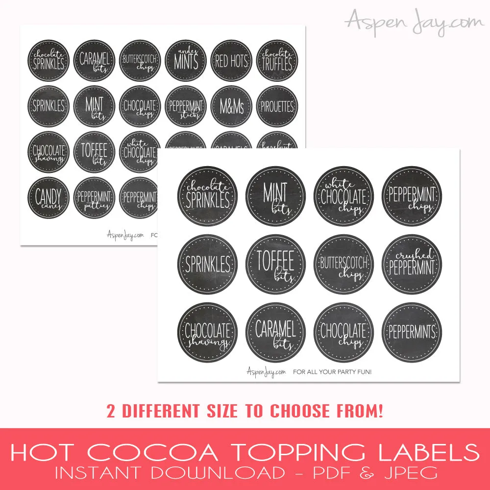 Hot Cocoa Topping Labels