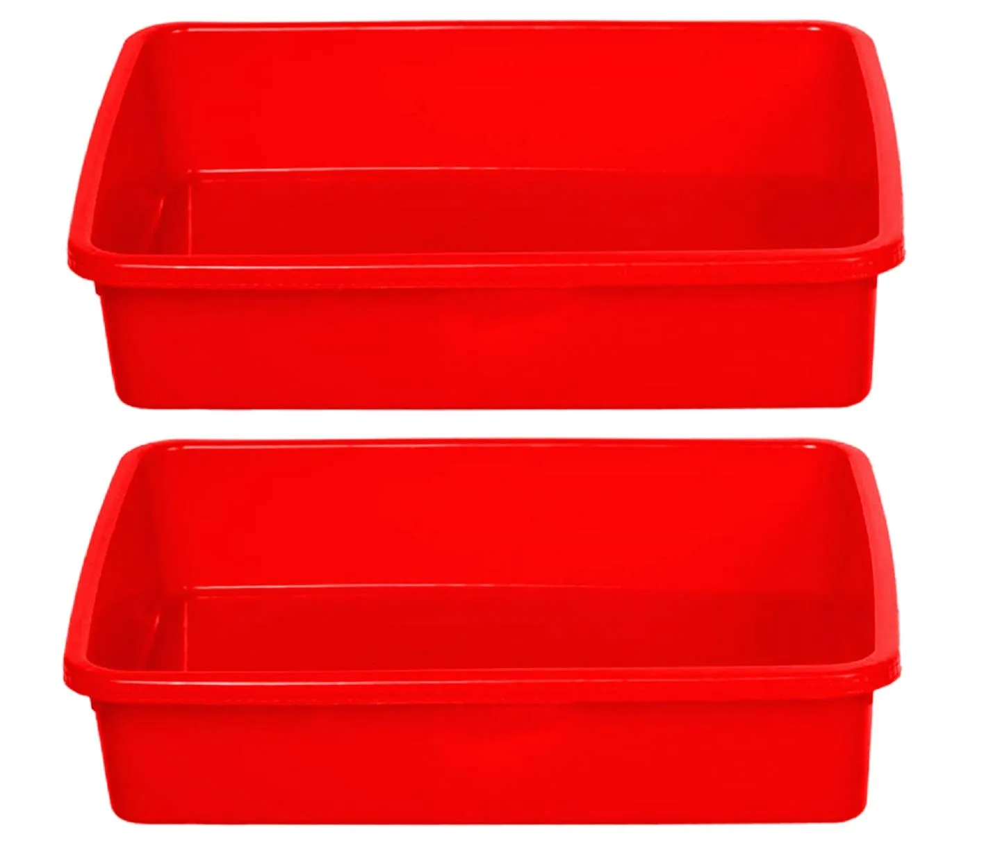 Kuber Industries Plastic 2 Pieces Large Size Stationary Office Tray, File Tray, Document Tray, Paper Tray A4 Documents/Papers/Letters/folders Holder Desk Organizer (Red) - CTKTC042813