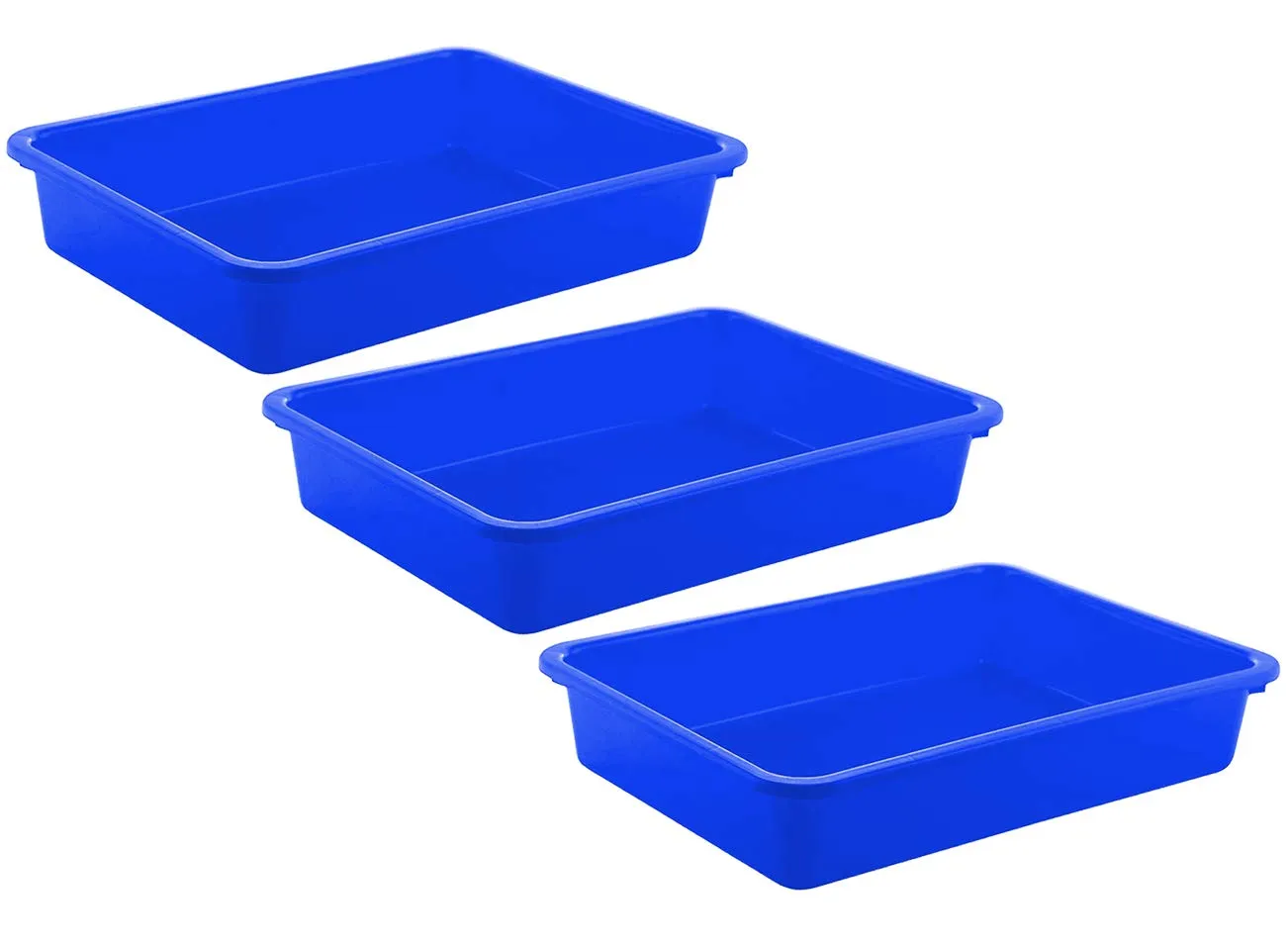 Kuber Industries Plastic 3 Pieces Small Size Stationary Office Tray, File Tray, Document Tray, Paper Tray A4 Documents/Papers/Letters/folders Holder Desk Organizer (Blue)-CTKTC42786