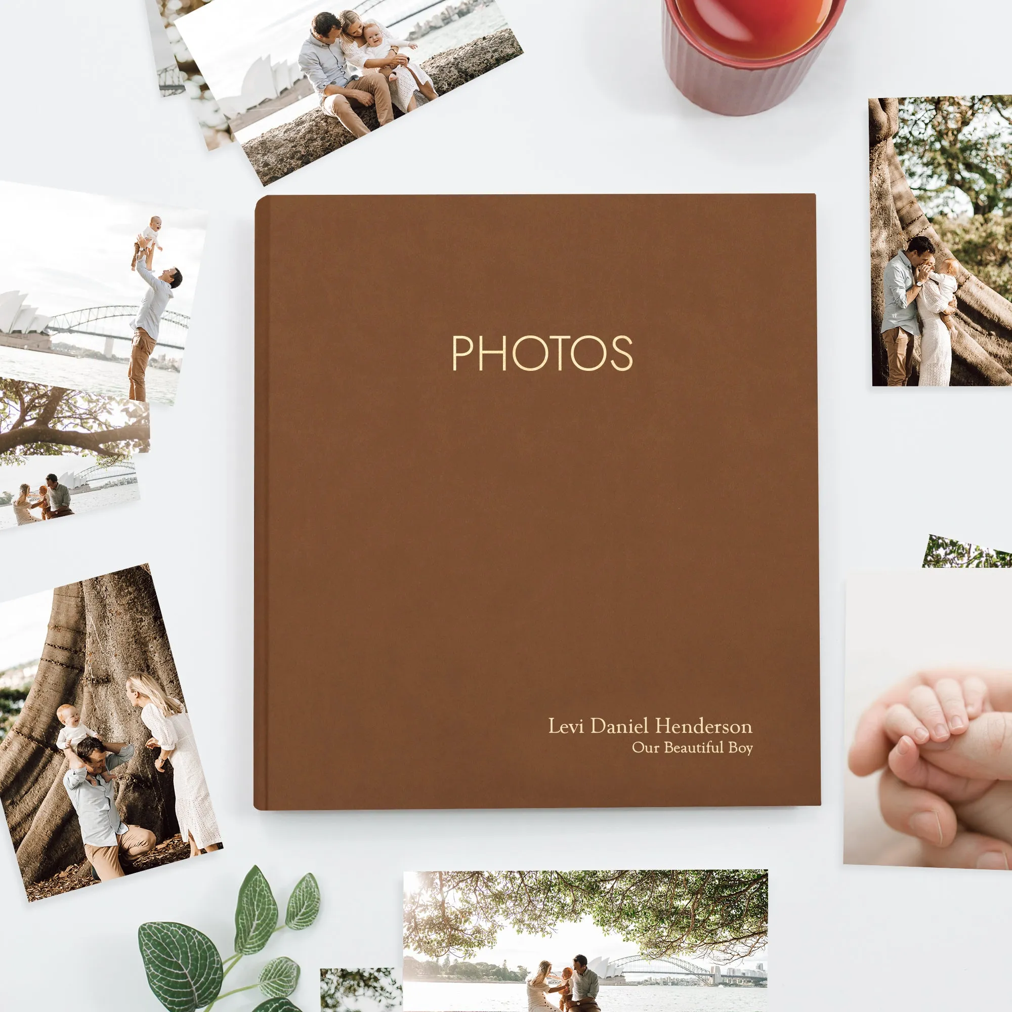 Large Photo Binder For 4x6 Photos | Cover: Light Brown Vegan Leather | Available Personalized