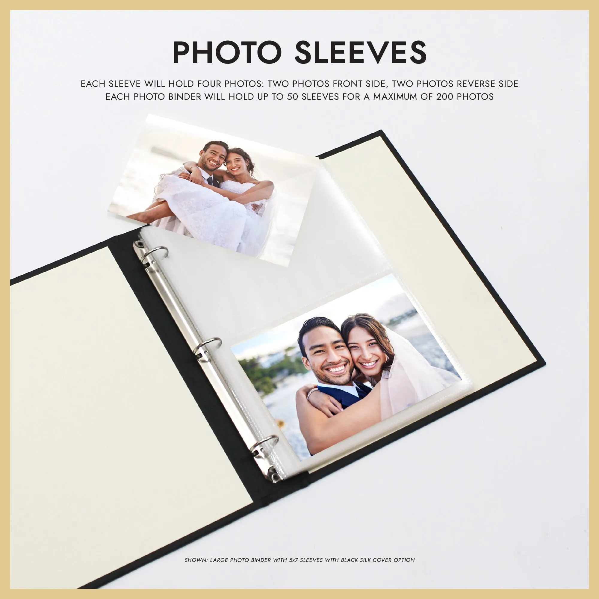 Large Photo Binder for 5x7 photos | Cover: Black Vegan Leather | Available Personalized