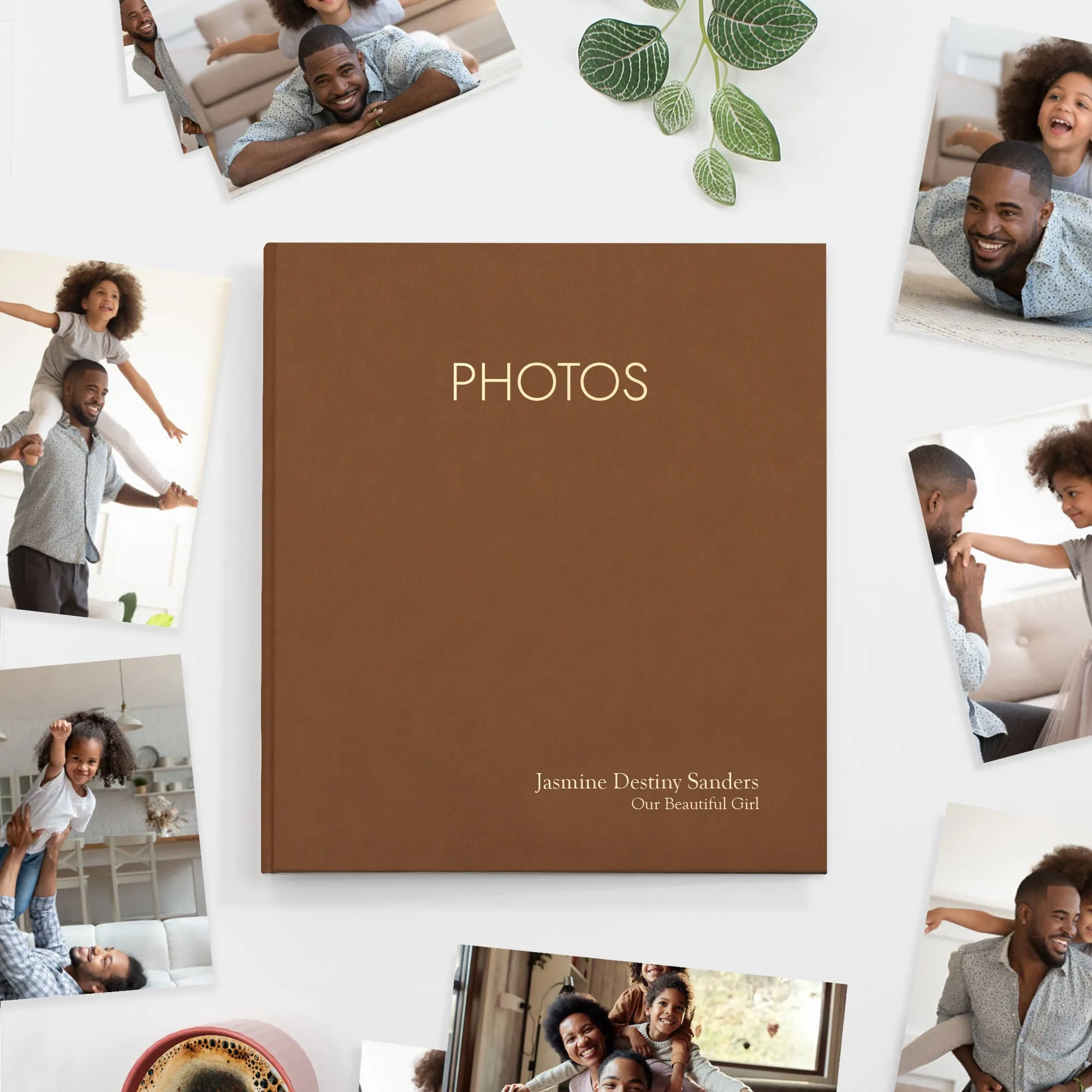 Large Photo Binder for 5x7 photos | Cover: Light Brown Vegan Leather | Available Personalized