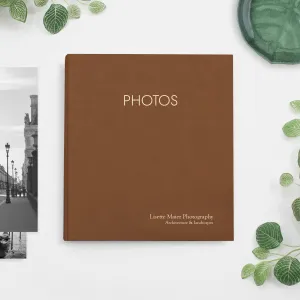 Large Photo Binder For 8x10 Photos | Cover: Light Brown Vegan Leather | Available Personalized