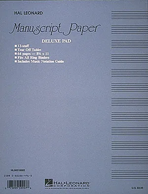 Manuscript Paper - 12 Staff, 64 Pages, Letter-Sized